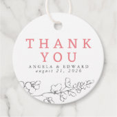 Met de hand getekende wilde bloemen minimalistisch bedankjes labels (Voorkant)