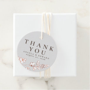 Met de hand getekende wilde bloemen minimalistisch bedankjes labels