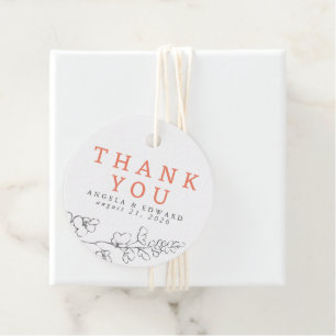 Met de hand getekende wilde bloemen minimalistisch bedankjes labels