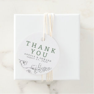 Met de hand getekende wilde bloemen minimalistisch bedankjes labels