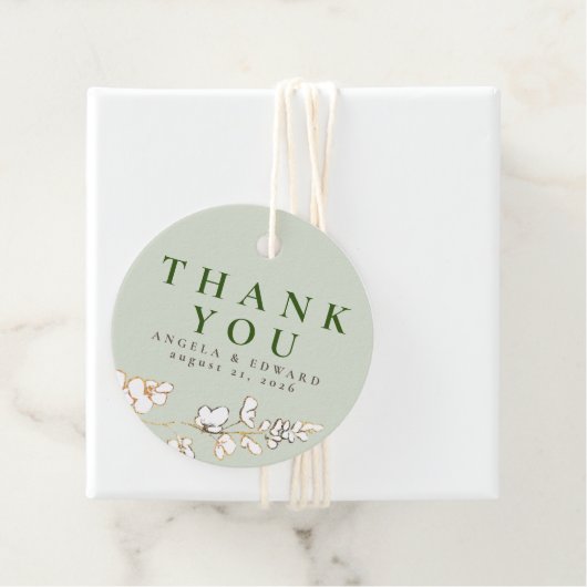 Met de hand getekende wilde bloemen minimalistisch bedankjes labels (In situ)