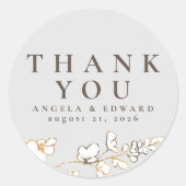 Met de hand getekende wilde bloemen minimalistisch ronde sticker (Voorkant)