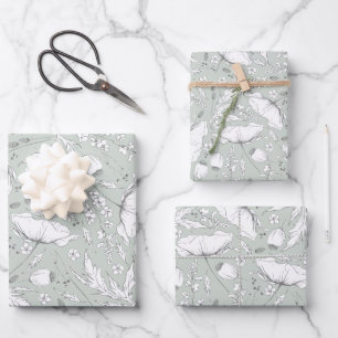 Met de hand getekende wilde bloemen potlood schets inpakpapier vel