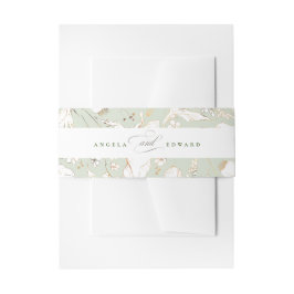 Met de hand getekende wilde bloemen Sage Green Ele Uitnodigingen Wikkel