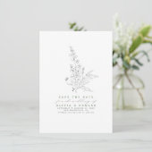 Met de hand getekende wilde bloemen Sage Green Sav Save The Date (Staand voorkant)