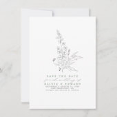 Met de hand getekende wilde bloemen Sage Green Sav Save The Date (Voorkant)