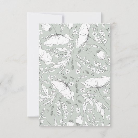 Met de hand getekende wilde bloemen Sage Green Wed RSVP Kaartje (Achterkant)