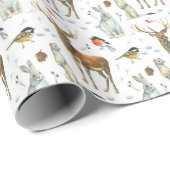 Met de hand getekende wilde dieren Witte hazen Cadeaupapier (Rol Hoek)