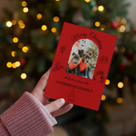 Met de hand getekende willekeurige platte kerstkaa feestdagenkaart