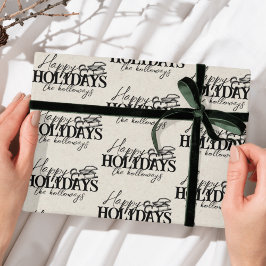 Met de hand getekende winter slee zwarte script va cadeaupapier