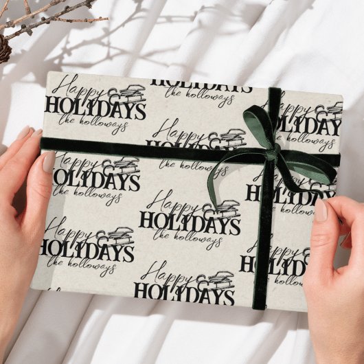 Met de hand getekende winter slee zwarte script va cadeaupapier