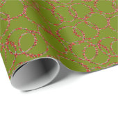 Met de Hand Getekende Winterbessen Krans Groen Cadeaupapier (Rol Hoek)