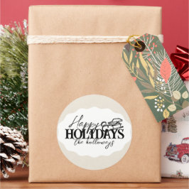 Met de hand getekende winters slee met elegante sc ronde sticker