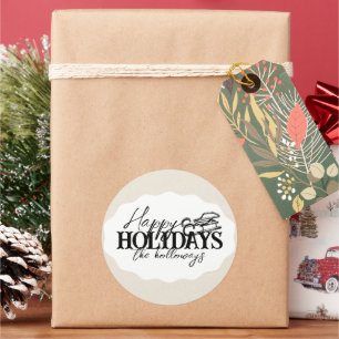 Met de hand getekende winters slee met elegante sc ronde sticker