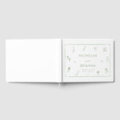 Met de Hand Getekende Witte en Groene Huwelijk Gastenboek (Volledig)