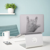 Met de hand getekende witte en zwarte sticker (Laptop op bureau)