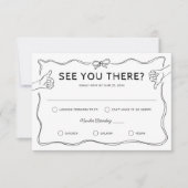 Met de Hand Getekende Witzige Doodle Bruiloft RSVP Kaartje (Voorkant)