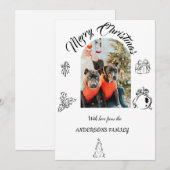 Met de hand getekende witzige platte kerstkaart (Voorkant / Achterkant)