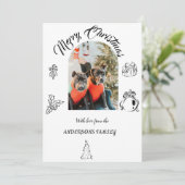 Met de hand getekende witzige platte kerstkaart (Staand voorkant)