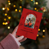 Met de hand getekende witzige platte kerstkaart