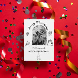 Met de hand getekende witzige platte kerstkaart