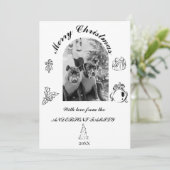 Met de hand getekende witzige platte kerstkaart (Staand voorkant)