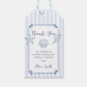 Met de Hand Getekende Zeehuid Verjaardag Cadeaulabel (Voorkant)