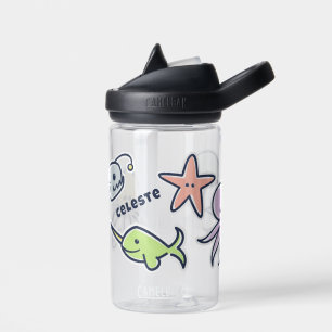Met de Hand Getekende Zeewezens Stickers Kinderen Waterfles