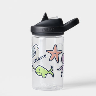 Met de Hand Getekende Zeewezens Stickers Kinderen Waterfles
