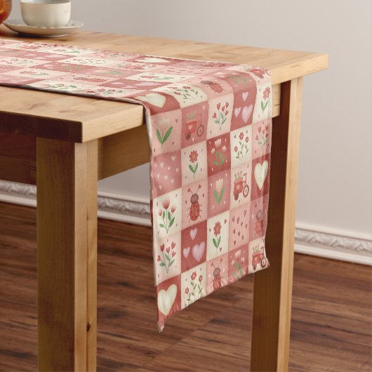 Met de Hand Getekende Zoete Patchwork - Tafel Runn Medium Tafelloper (Voorbeeld)