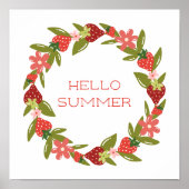 Met de Hand Getekende Zomer Aardbei Krans Kunstpri Poster (Voorkant)
