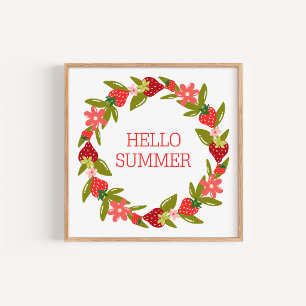 Met de Hand Getekende Zomer Aardbei Krans Kunstpri Poster