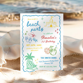 Met de hand getekende zomerpret aangepaste strandf kaart