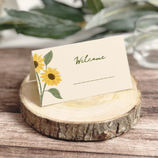 Met de Hand Getekende Zonnebloem Baby Shower Plaatskaartje