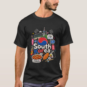 Met de hand getekende Zuid-Korea reis kunst landma T-shirt