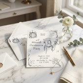 Met de hand getekende zwart-wit boog foto afstudee kaart