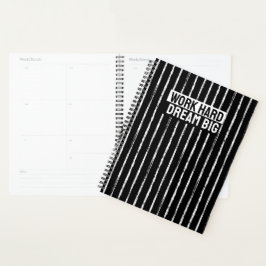 Met de Hand Getekende Zwart-Wit Strepen Jaarplanne Planner