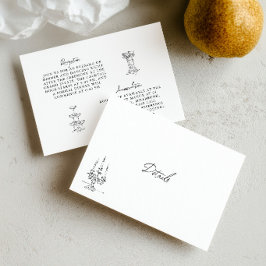 Met de Hand Getekende Zwart- Witte Huwelijksdetail RSVP Kaartje