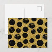 Met de hand getekende zwarte cirkel op gouden acht briefkaart (Voorkant / Achterkant)