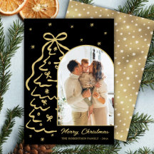 Met de Hand Getekende Zwarte Gouden Kerstboom Boog