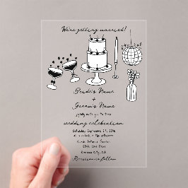 Met de hand getekende zwarte illustraties Doodles Acryl Uitnodigingen