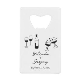 Met de Hand Getekende Zwarte Illustraties Doodles  Creditkaart Flessenopener