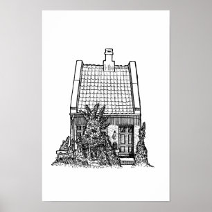 Met de hand getekende zwarte inkt schets van tradi poster