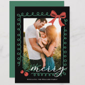 Met de hand getekende Zwarte Rode Groene Prettig K Feestdagenkaart