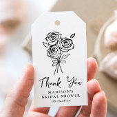 Met de Hand Getekende Zwarte Roos Bruidsdouche Dan Cadeaulabel