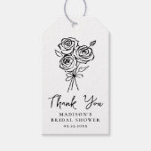 Met de Hand Getekende Zwarte Roos Bruidsdouche Dan Cadeaulabel (Voorkant)