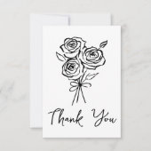 Met de hand getekende zwarte rozen boeket bruidsdo bedankkaart (Voorkant)