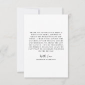 Met de hand getekende zwarte rozen boeket bruidsdo bedankkaart (Achterkant)