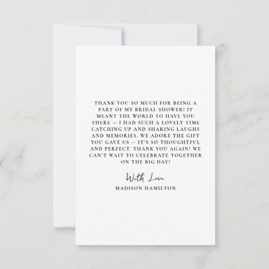 Met de hand getekende zwarte rozen boeket bruidsdo bedankkaart (Achterkant)