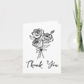 Met de hand getekende zwarte rozen boeket bruidsdo bedankkaart (Voorkant)